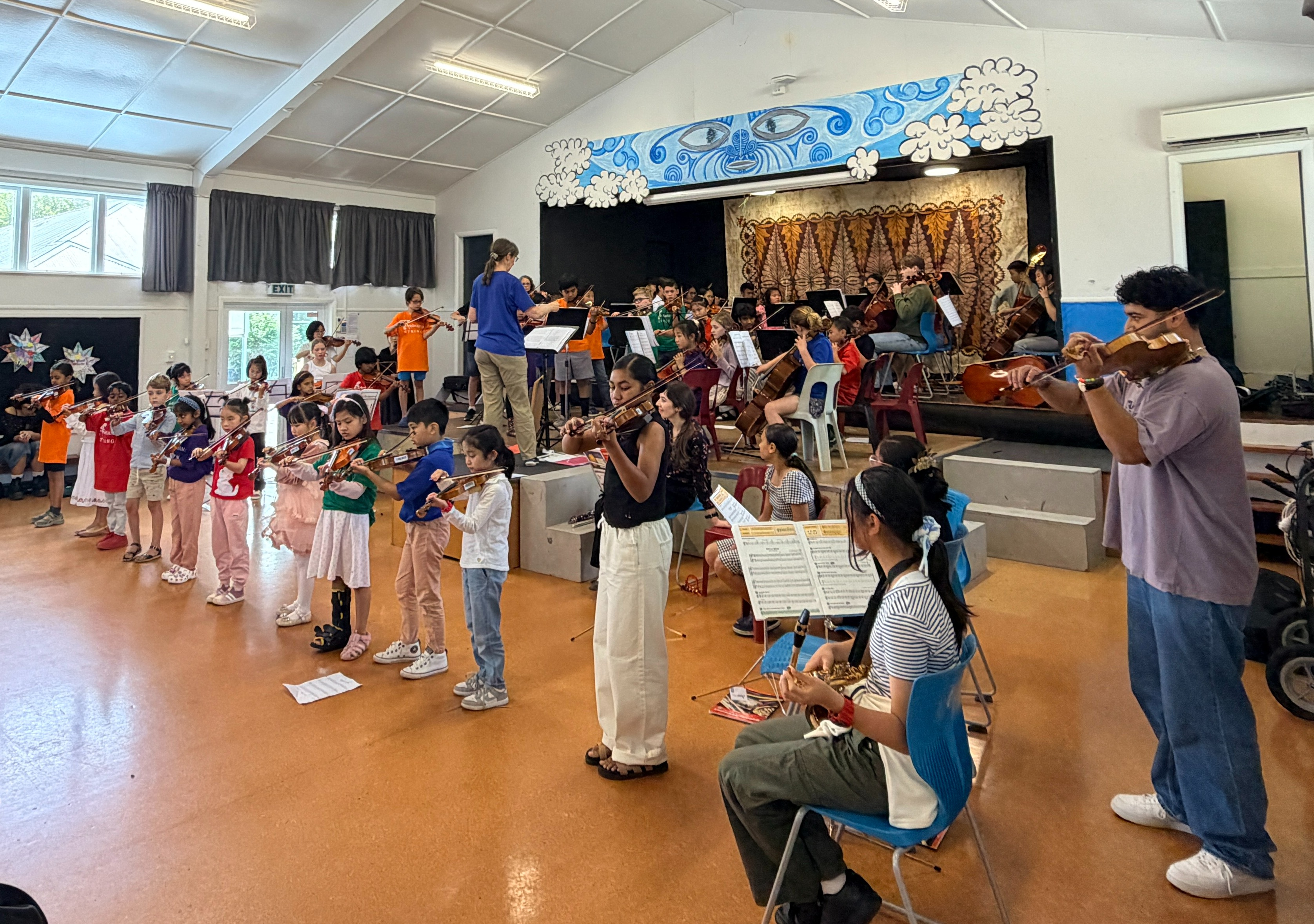 Student practising violin
